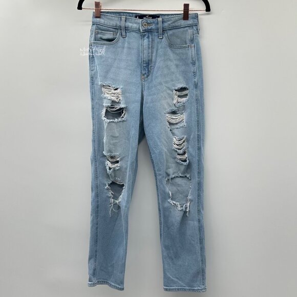 Hollister Ultra High-Rise Distressed Mom Jeans Size 26 - Picture 1 of 6